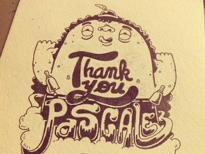 Thank You character design feather hat illustrations ink letters type design words