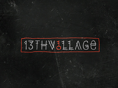 13th Village hand lettering identity key logotype