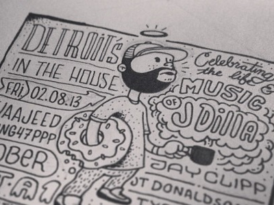Kaufee flavored Donuts coffee design donut fliers hand lettering illustration j dilla music