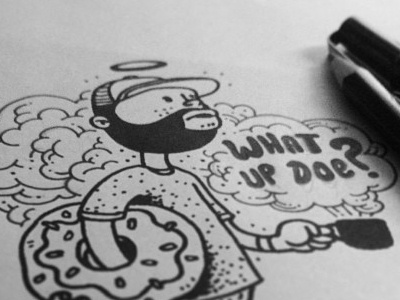 what up doe coffee donut food hand lettering illustration j dilla music