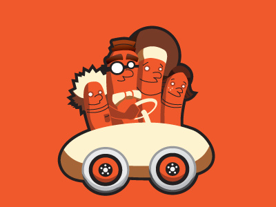 Mr and Mrs Wiener 1 bun car family hot dog wiener