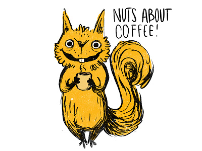Nuts About Coffee coffee cute illustration ink nuts squirrel