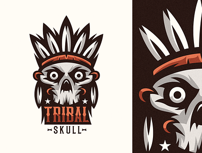 Tribal Skull Mascot design detailed drawing esports logo illustration logo mascot character mascotlogo vector