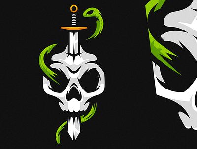 Sword Skull Mascot Illustration design detailed drawing illustration logo skull skull illustration snake sword tatto vector