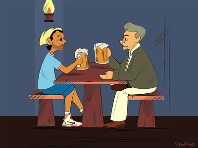 BROTHERS bar basketball beer blue brother business man cheers expression flat illustration vintage