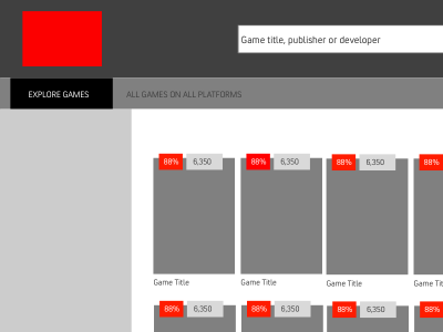 Project 2011 - Landing Page - Iteration 1 ux videogames wireframe