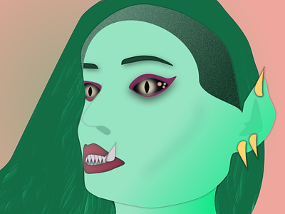 Ork lady character design fantasy art vector illustration
