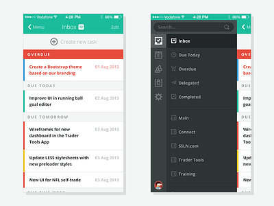 Mobile Navigation app clean flat iphone menu mobile navigation tasks ui