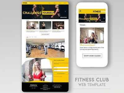 Fitness Gym * website template bootstrap fitness fitness center fitness club responsive template design ui web web design web template yellow