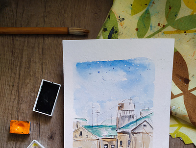 City illustration painting sketch travelsketch watercolor watercolour