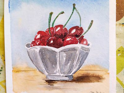 Cherries food illustration fooddrawing fruit illustration painting sketch watercolor watercolour