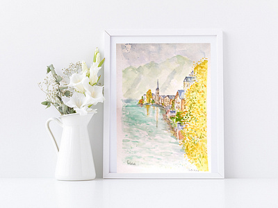 Hallstatt. Austria austria hallstatt illustration painting sketch travel gift travelling travelsketch watercolour