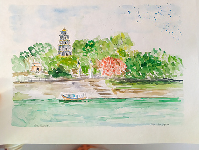 Vietnam, Hue hue illustration painting sketch travel traveling travelsketch vietnam