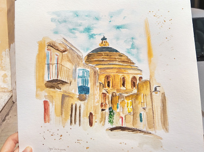 Mosta, Malta illustration malta mosta sketch travel travelsketch watercolor