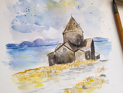 Armenia, Lake Sevan, Travel Sketch armenia illustration painting sketch travel traveling travelsketch watercolor watercolour