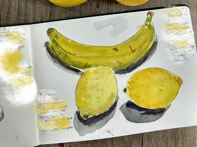 Lemons, Banana food illustration fooddrawing illustration sketch watercolor