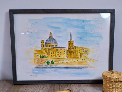 Valletta, Malta fine arts illustration malta painting sketch traveling travelsketch watercolor watercolour