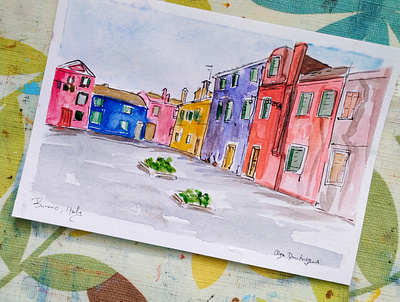 Burano, Italy illustration italy sketch travel travelsketch watercolor