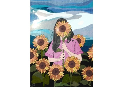 The sun and her flowers! illustraion