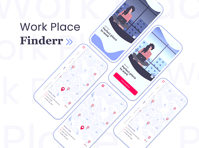 Concept for workplace finding app app design design find illustration map minimal mobile ui place search ui ui design ux workspace