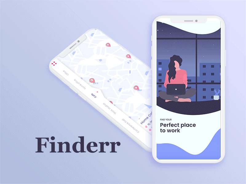 Finderr animation app design design location map minimal mobile ui search ui workplace