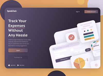 Expense manager landing page adobe xd design expense manager expenses landing design landing page landing page ui spendings tracker ui ux