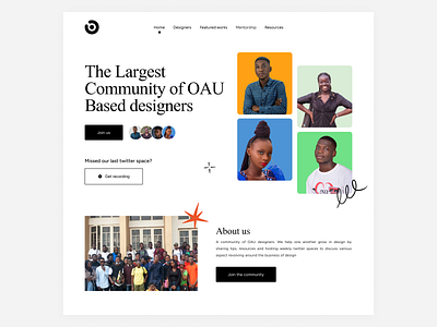 OAU Designer's community - Landing page design graphic design landingpage ui uiux website