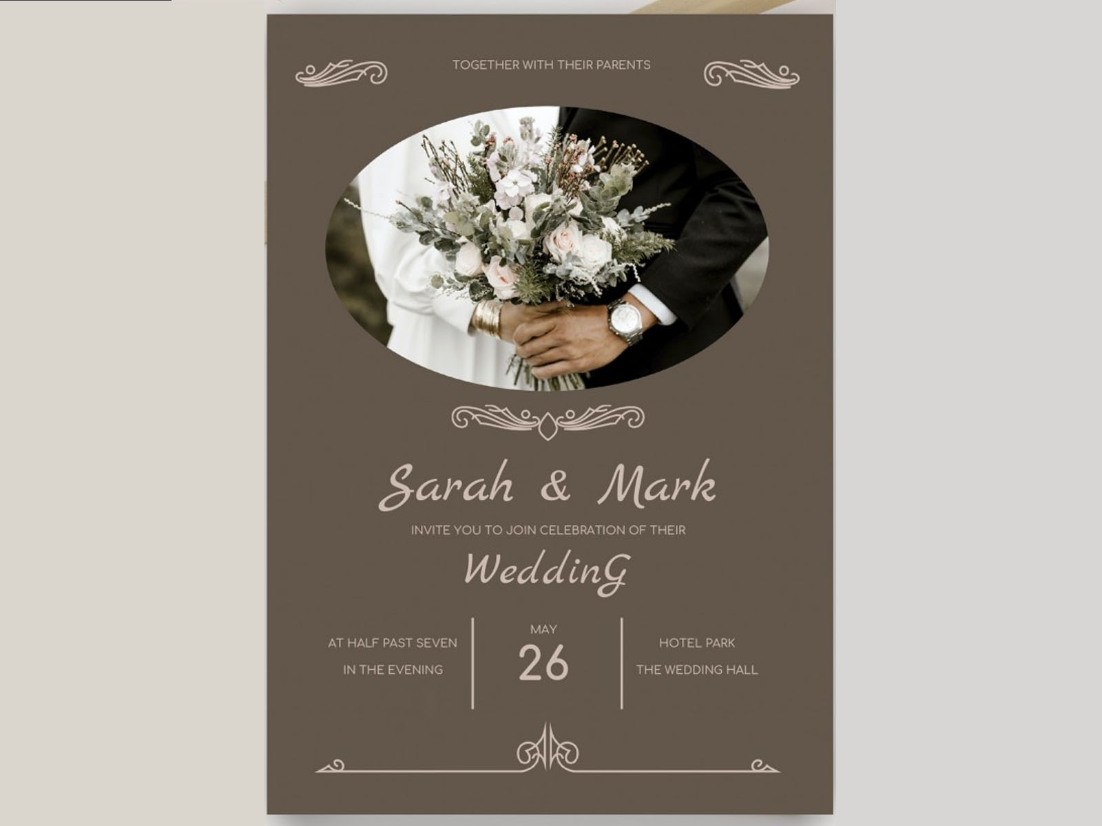 minimal wedding invitation - free google docs template by free