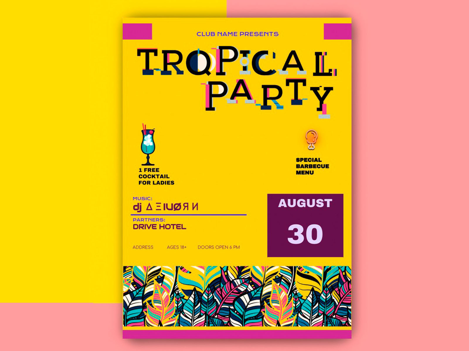 Tropical Party Flyer free Google Docs Template by Free Google Docs