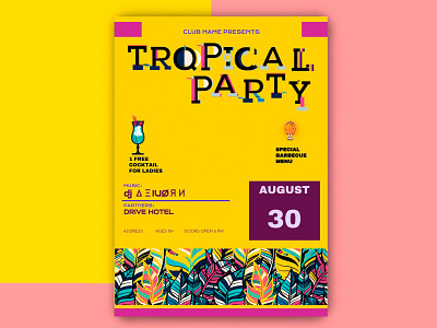 Tropical Party Flyer Free Google Docs Template By Google Docs Templates On Dribbble