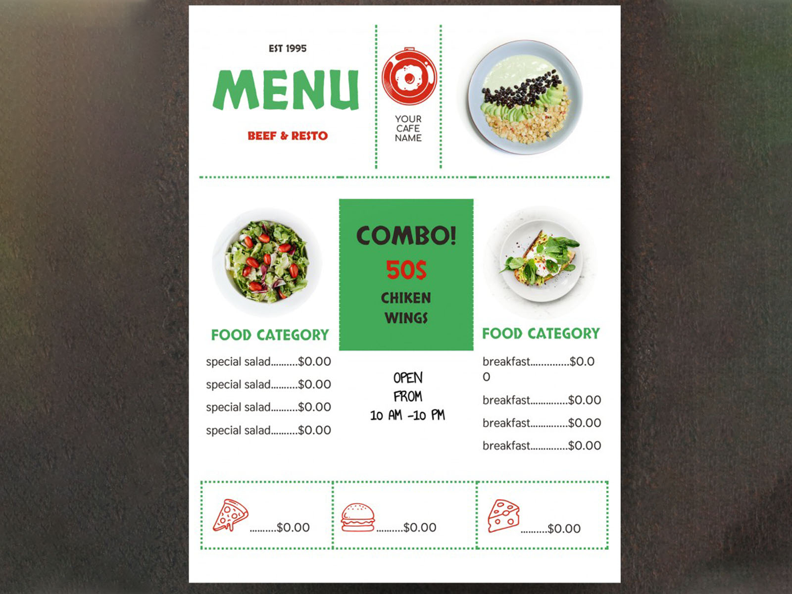 Restaurant Menu free Google Docs Template by Free Google Docs