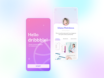 Hello dribbble! design app first post first shot hello dribble hello world light profile page