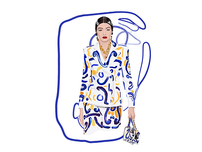 Gigi Hadid x Moschino SS/20 design fashion fashion illustration illustrator model picasso realistic vector