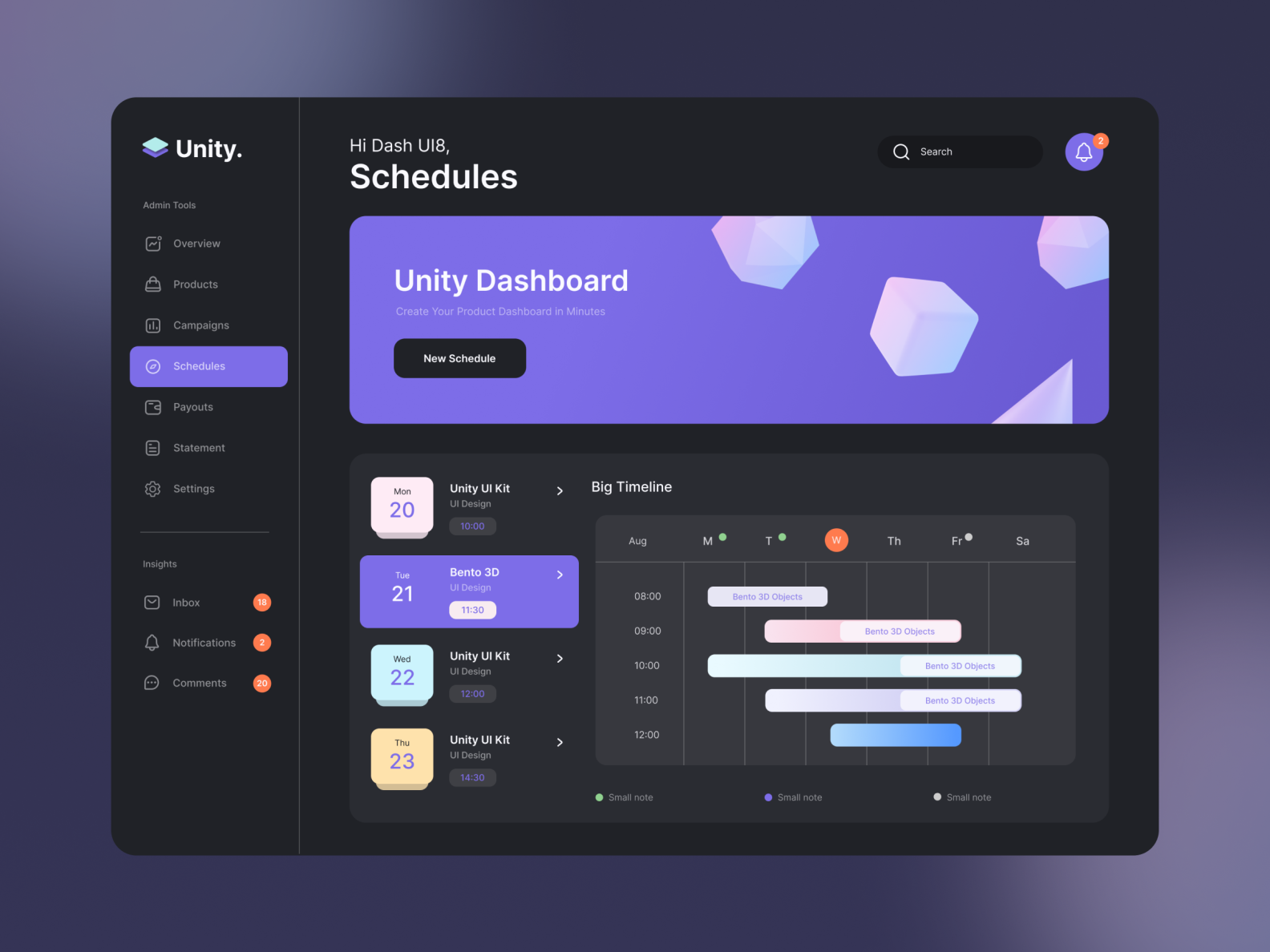 Unity Dashboard by Maria Filatova on Dribbble