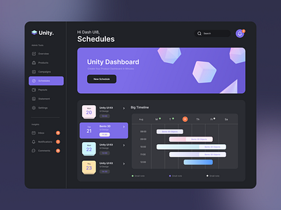 Unity Dashboard design graphic design ui web