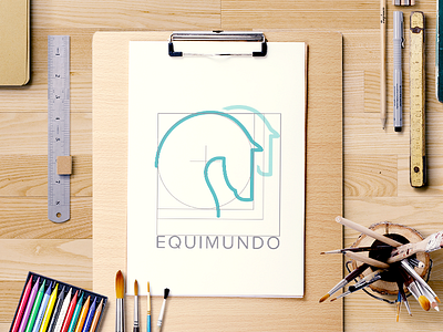 Equimundo horses logo horses illustrator logo mockup sketch turquoise