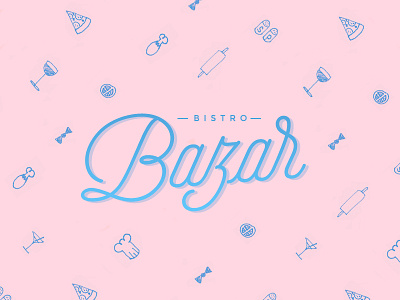Bistro Bazar branding drawing gradient pattern restaurant