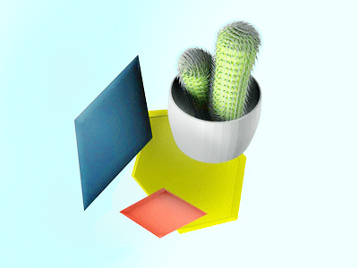 For the love of Hay and cacti 3d cacti colorful hay interior plantpot plants