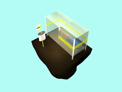 Lonely busstop 3d bus isometric