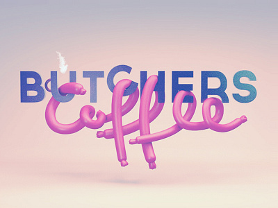 Butchers Coffee 3d illustration logotype sausage typography