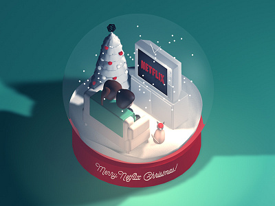 Merry Netflix Christmas 3d christmas card illustration netflix