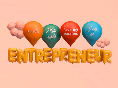 Entrepreneurship 3d balloons commission illustration pink