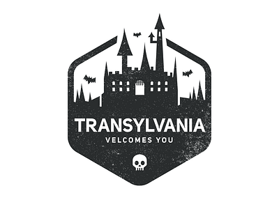 Transylvania badge badge bats castle skull transylvania