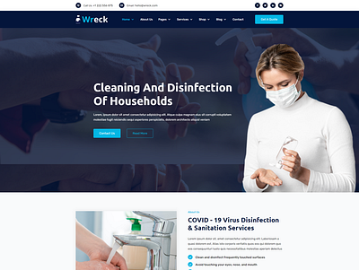 Cleaning And Disifection of Households psd design ui ui design uiux design user interface design ux ux design web web page design wreck