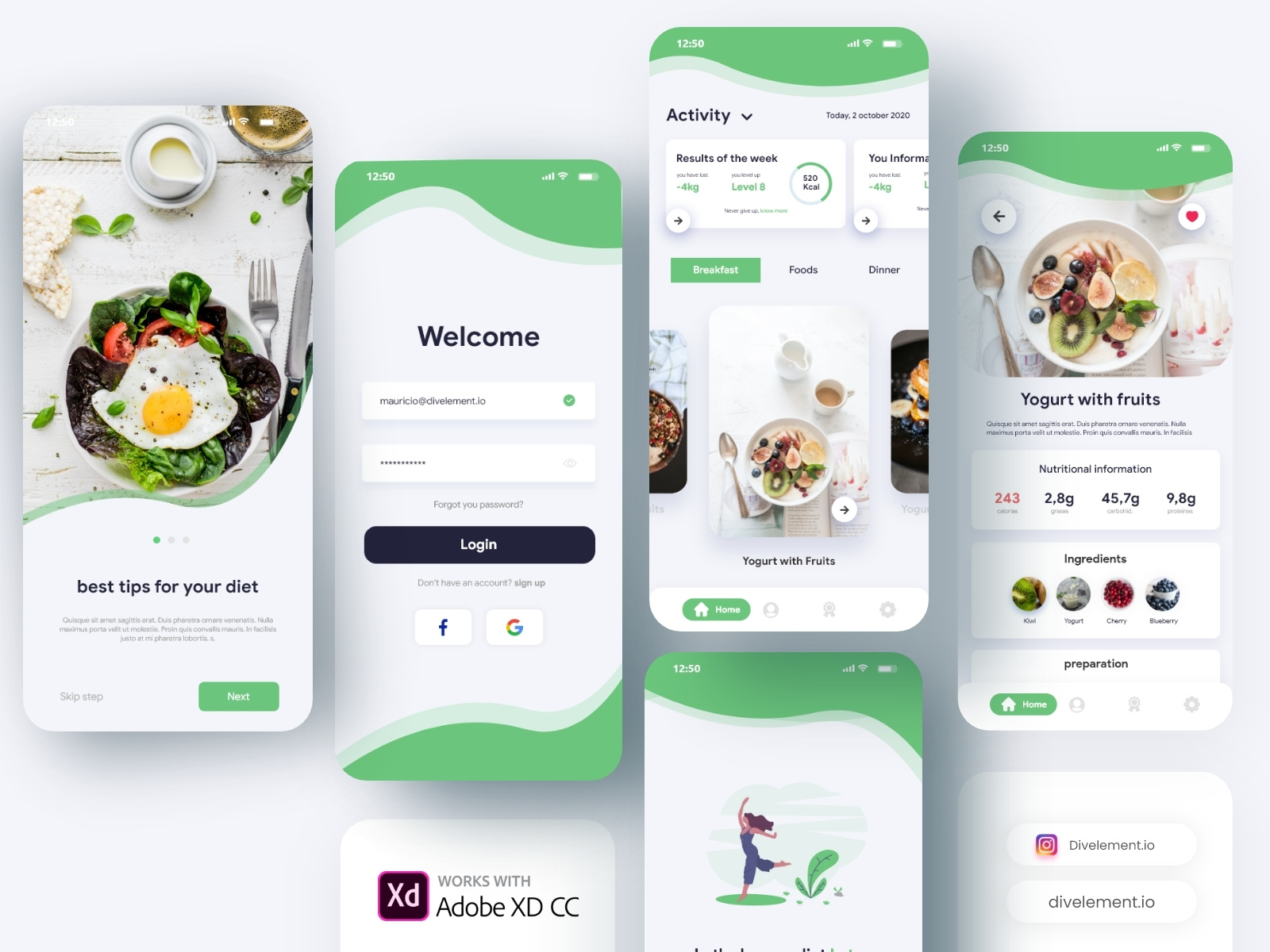 Diet App Concept by Mao Lop for Divelement Web Services on Dribbble