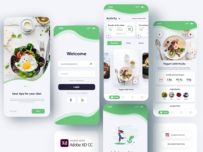 Diet App Concept adobexd concept design design app design ui diet dietapp eggs food health health app healthy healthyfood ui uxdesign