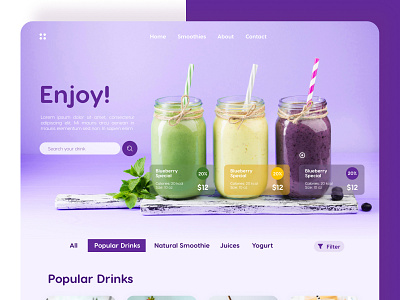 Drinks Concept Website adobexd concept concept design design app dribbble invite drink menu drinks enjoy figma food food and drink shopping cart uidesign uxdesign website