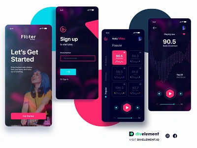 Radio App Concept app design concept app figma figmadesign home login loginpage music music app music player radio radioactive radioapp welcome page