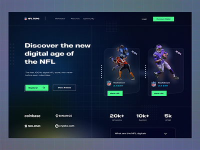 NFT Marketplace Landing - NFL animation crypto cryptocurrency inspiration landing marketplace nfl nft nftmarket sport superbolw ui website