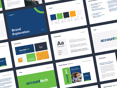 AccountTech - Brand Exploration booth display brand guidelines branding color palette guidelines identity logo marketing mood board typography visual identity